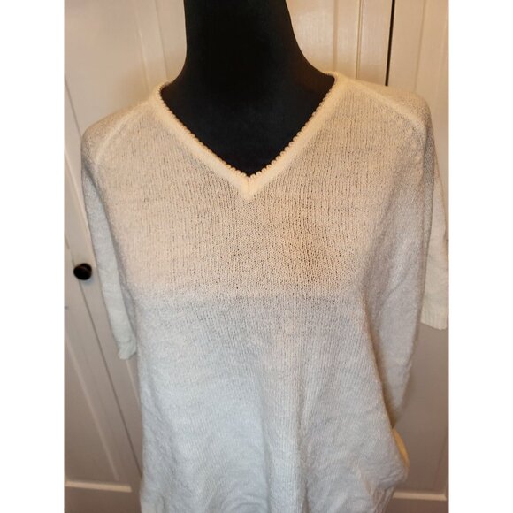 Vintage 90s White Thin Oversized Sweater White Stag XL Minimalist Retro Layering - Picture 3 of 7